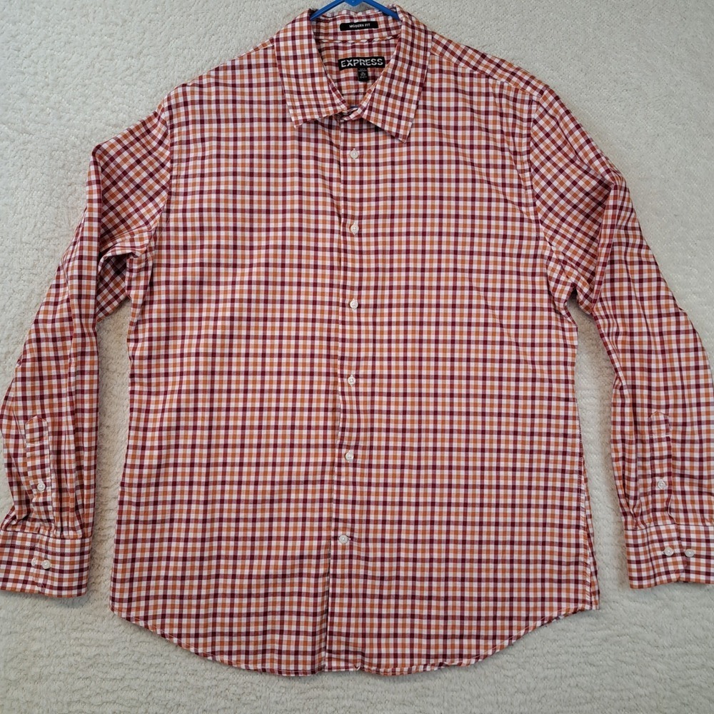 Express Dress Shirt Men's Size XL 17-17.5 Multicolor Long Sleeve Collared Cotton